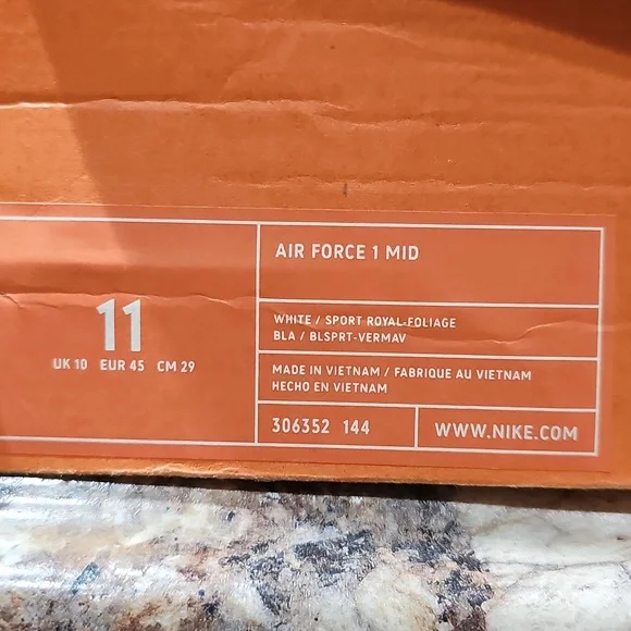 Nike Air Force 1 Mid Blue White Sneakers with Green Accents - Picture 6 of 6